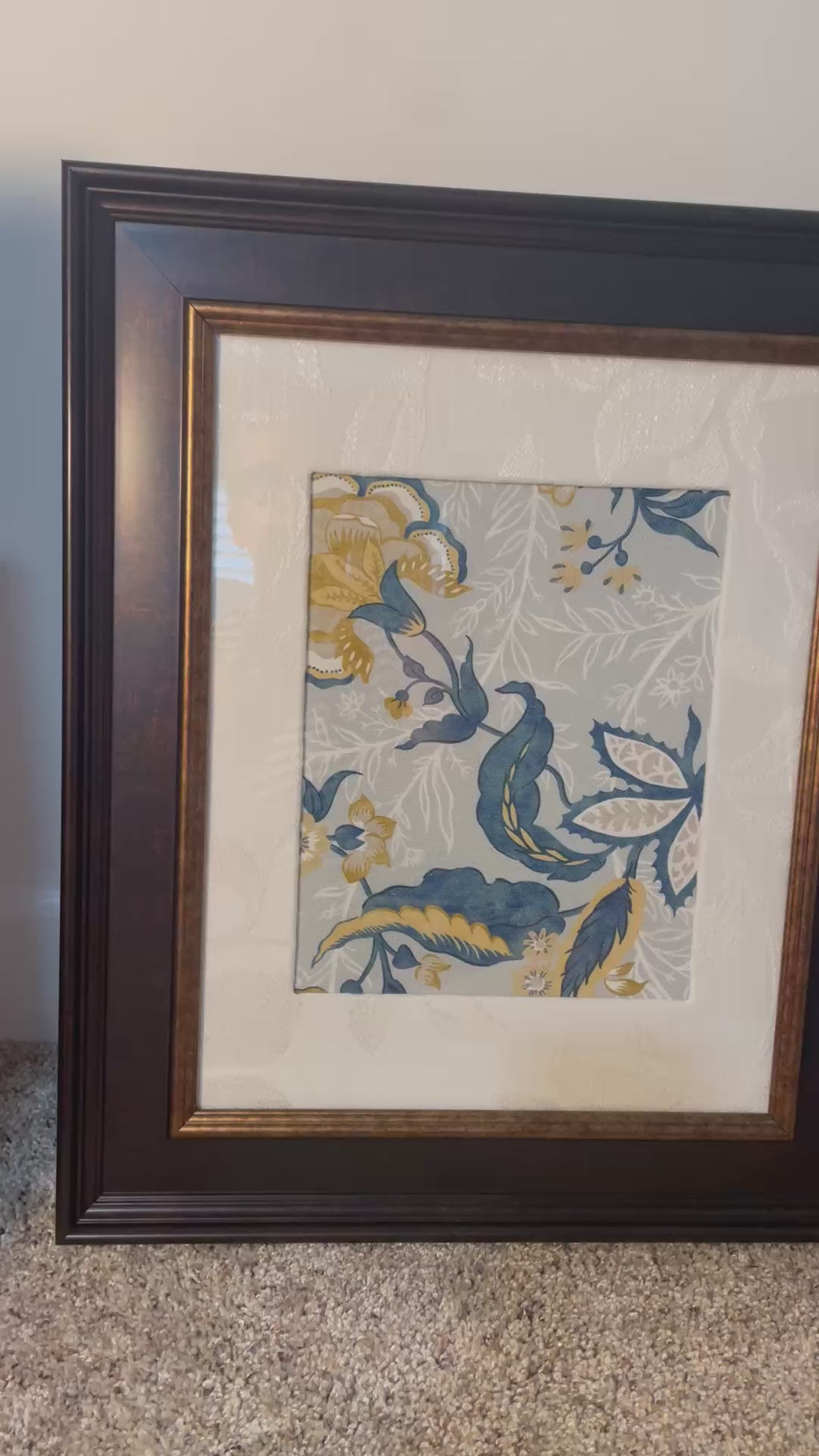 Pair of custom-made Ballard Designs fabric & designer fabric matting